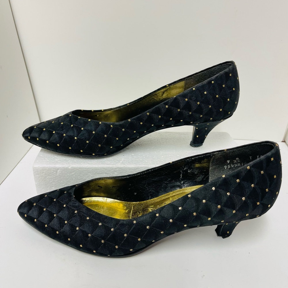 Connie - Vintage Black Quilted Women's Heels